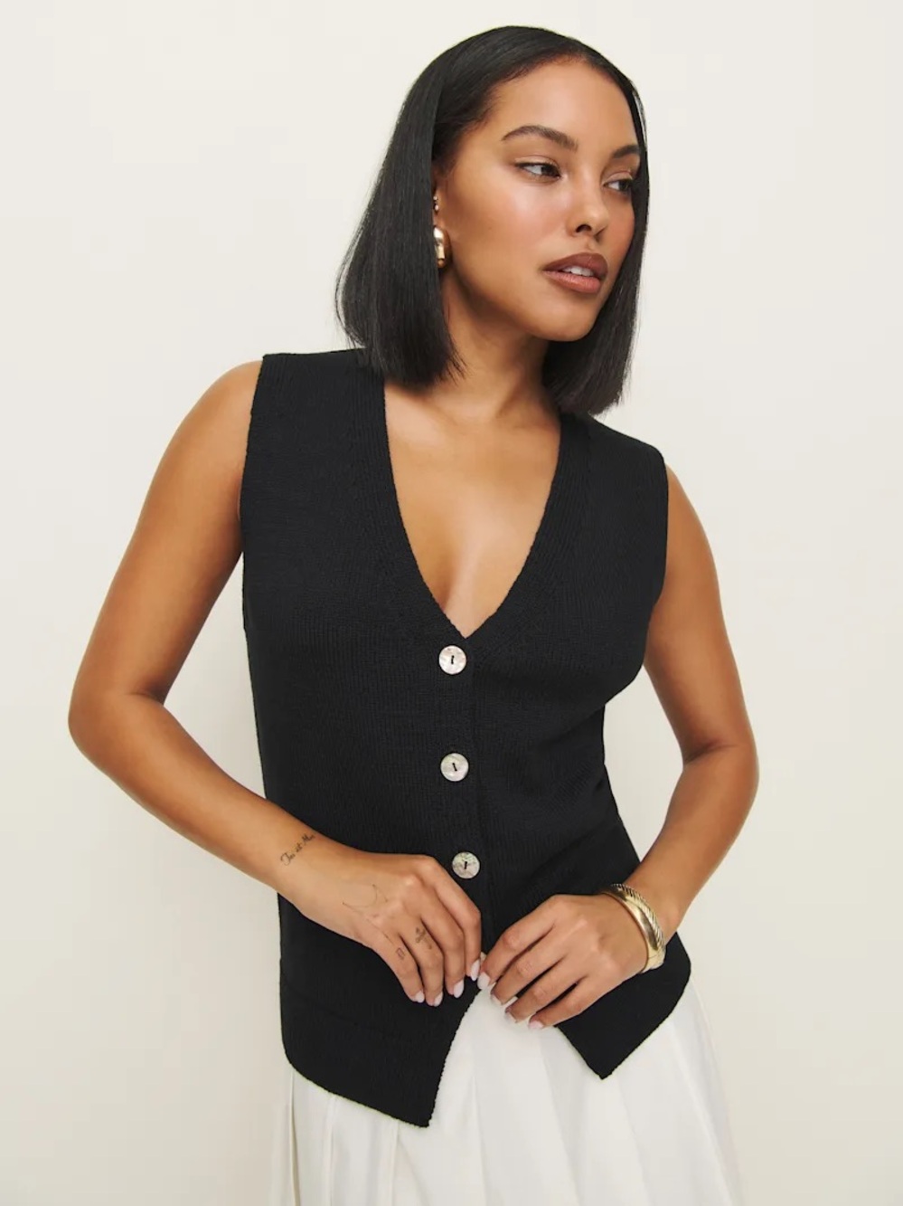 Reformation Linden Cotton Sweater Vest NWT